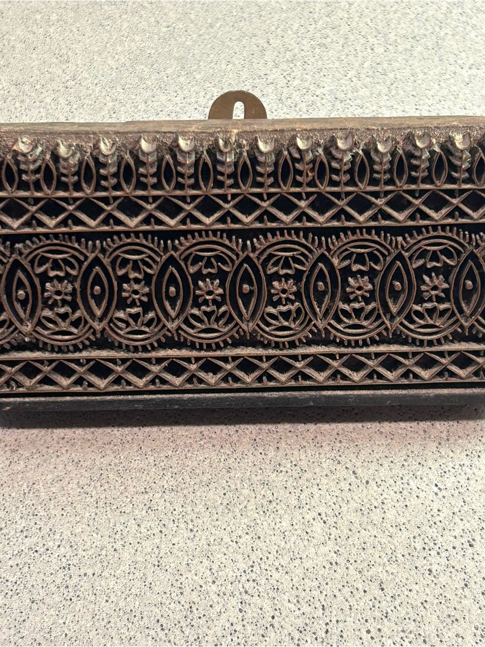 Vintage Wooden And Metal Hand Carved Textile Printing Fabric Block Stamp Bunta